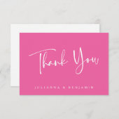 Custom Modern Elegant Hot Pink Bruiloft Bedankkaart (Voorkant / Achterkant)
