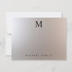 Custom Modern Elegant Initiaal Monogram Zilver Notitiekaartje