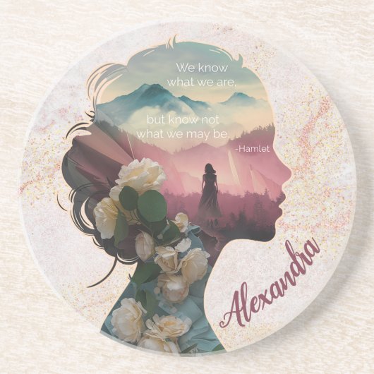 Custom Modern Elegant Keepsake Inspirerend Quote Zandsteen Onderzetter (Voorkant)