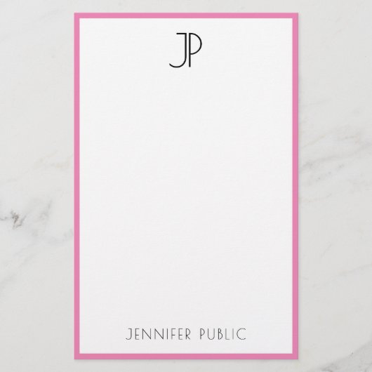 Custom Modern Elegant Monogram Eenvoudige Sjabloon Briefpapier (Voorkant)