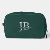 Custom Modern Elegant Monogram en Naam Donker Groe Toilettasje (Voorkant)