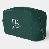 Custom Modern Elegant Monogram en Naam Donker Groe Toilettasje (Rechterhoek)