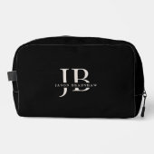 Custom Modern Elegant Monogram en Naam Zwart Toilettasje (Voorkant)
