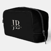 Custom Modern Elegant Monogram en Naam Zwart Toilettasje (Rechterhoek)