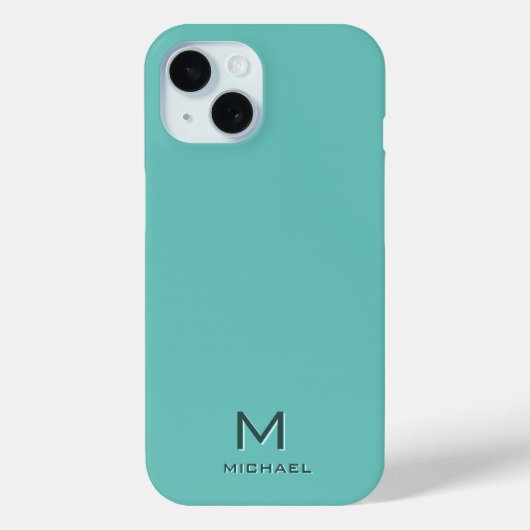 Custom Modern Elegant Monogram Sjabloon Licht Blau Case-Mate iPhone Case (Achterkant)