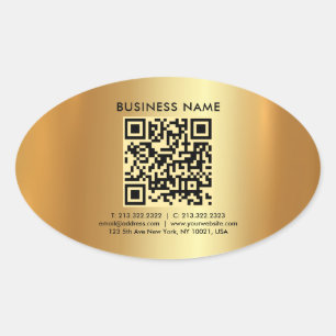 Custom Modern Elegant Professionele Sjabloon Goud Ovale Sticker
