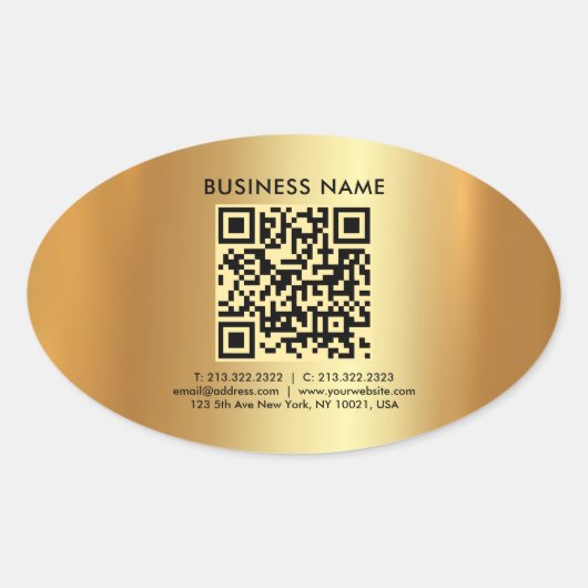 Custom Modern Elegant Professionele Sjabloon Goud Ovale Sticker (Voorkant)