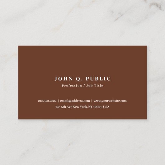Custom Modern Elegant Simple Template Terracotta Visitekaartje (Voorkant)