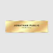 Custom Modern Elegant Sjabloon Glamour Gold Naamplaatje (Voorkant)