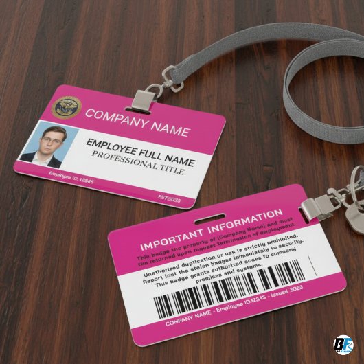 Custom Modern Employee With Photo, Barcode, Logo Badge