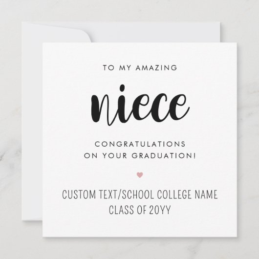 Custom Modern en Schattige Niece Afstuderen Kaart (Voorkant)