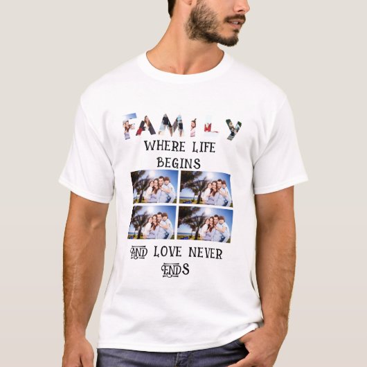 Custom Modern Family Love 10 Photo Collage T-shirt (Voorkant)