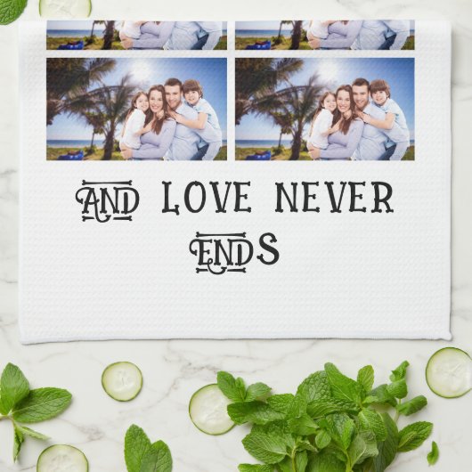 Custom Modern Family Love 10 Photo Collage Theedoek (Gevouwen)