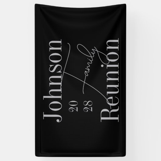 Custom Modern Family Reunion Black Silver Grey Spandoek (Verticaal)