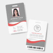 Custom Modern Grey Employee ID Kaart met barcode Badge (Voor- en achterkant)