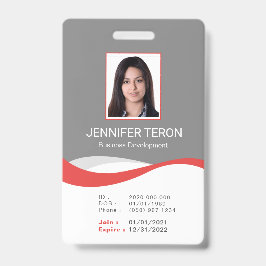 Custom Modern Grey Employee ID Kaart met barcode Badge