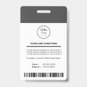 Custom Modern Grey Employee ID Kaart met barcode Badge (Achterkant)