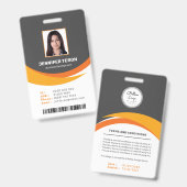 Custom Modern Grey Employee ID Kaart met barcode Badge (Voor- en achterkant)