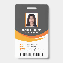 Custom Modern Grey Employee ID Kaart met barcode Badge