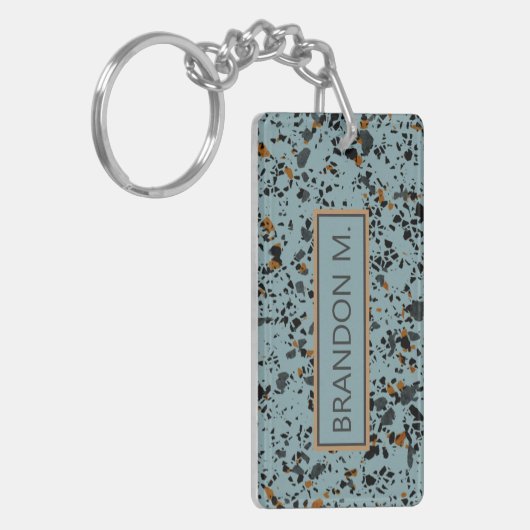 Custom Modern Grijs Blauwgroen Blauw Bruin Zwart T Sleutelhanger (Voorkant Links)