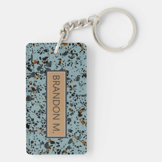 Custom Modern Grijs Blauwgroen Blauw Bruin Zwart T Sleutelhanger (achterkant)