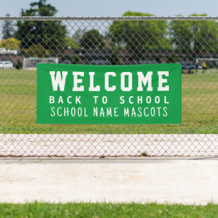 Custom Modern Groen Welkom Terug naar School Masco Spandoek