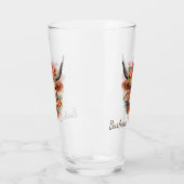 Custom Modern Highland Koe Boho met Bloemen Glas (Links)