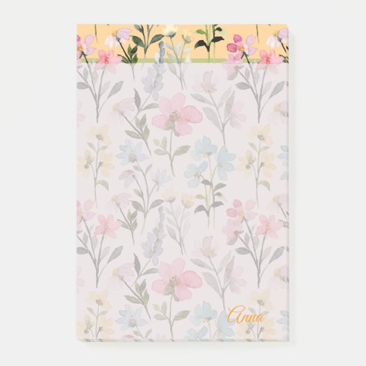 Custom Modern lieve mooie waterverf bloemen Post-it® Notes (Voorkant)