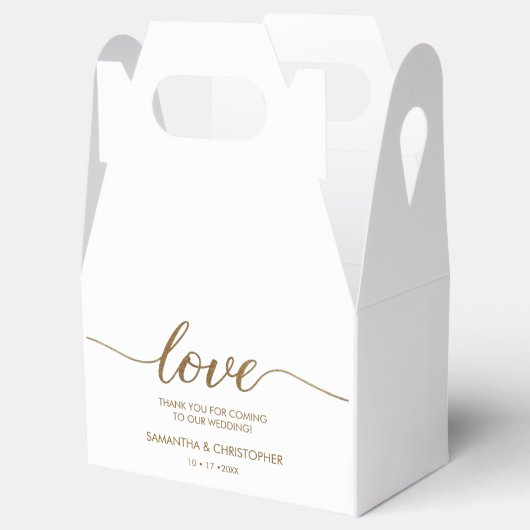 Custom Modern Love Gold Script Bruiloft dank u Bedankdoosjes (Geopend)