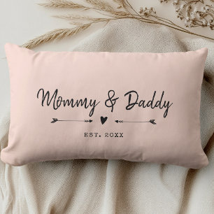 Custom Modern Mama & Daddy Nieuwe Ouders Blush Pin Kussen