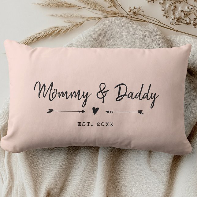 Custom Modern Mama & Daddy Nieuwe Ouders Blush Pin Kussen (Creator heeft geüpload)