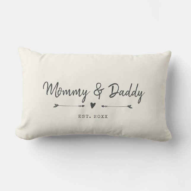 Custom Modern Mama & Daddy Nieuwe Ouders Gift Kussen (Voorkant)