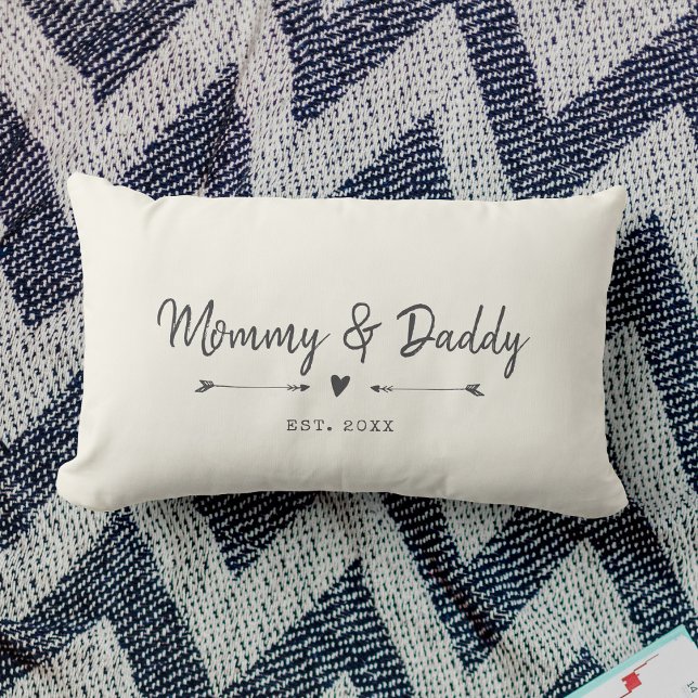 Custom Modern Mama & Daddy Nieuwe Ouders Gift Kussen (Creator heeft geüpload)