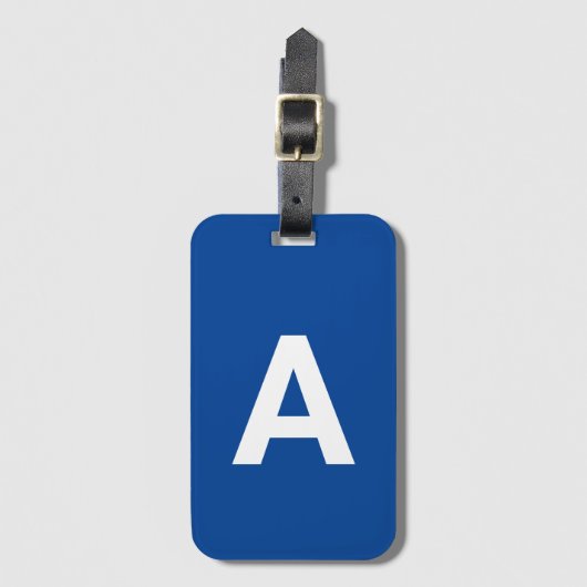 Custom Modern Monogrammed Blue Bagagelabel (Voorkant (verticaal))