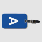 Custom Modern Monogrammed Blue Bagagelabel (Voorkant (horizontaal))