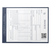 Custom Modern Navy Wedding Planner Invoice Billing Notitieblok (Voorkant)