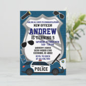 Custom Modern Police Birthday Party Invitation (Debout devant)
