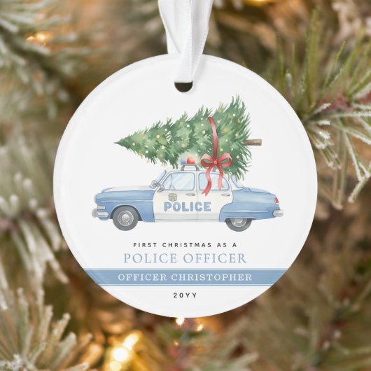 Custom Modern Police Officer First Christmas Ornament (Boom)