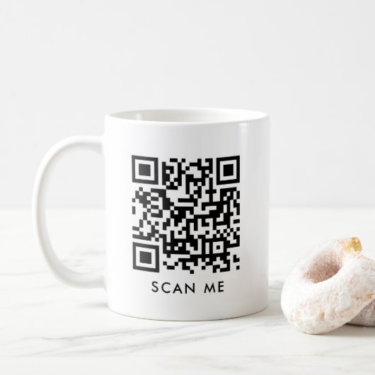 Custom Modern QR Code Scan Me Sjabloon Wit Koffiemok (Met donut)