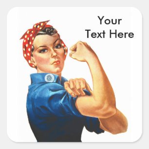 Custom Modern Rosie de Riveter Vierkante Sticker