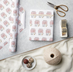Custom Modern Roze Een Gekke Gans Eerste Verjaarda Cadeaupapier