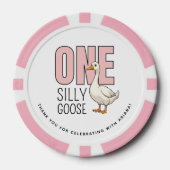 Custom Modern Roze Een Gekke Gans Eerste Verjaarda Poker Chips (Voorkant)
