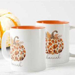 Custom Modern Schattige Sinaasappel Pompoen Oogst Tweekleurige Koffiemok