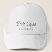 Custom Modern Script Bride Squad Bridesmaid Name Trucker Pet (Voorkant)
