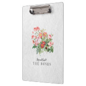 Custom Modern Script Waterverf Floral Roos Klembord (Links)