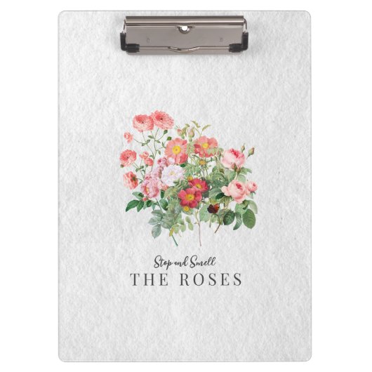 Custom Modern Script Waterverf Floral Roos Klembord (Voorkant)