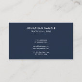 Custom Modern Sleek Simple Monogram Navy Blue Visitekaartje (Voorkant)