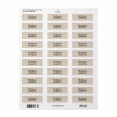 Custom Modern Stylish Natural Linen Address Label (Full Sheet)