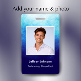 Custom Modern Unique Blue Photo ID Employee Badge
