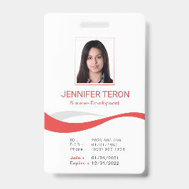 Custom Modern White Employee ID Kaart met barcode Badge